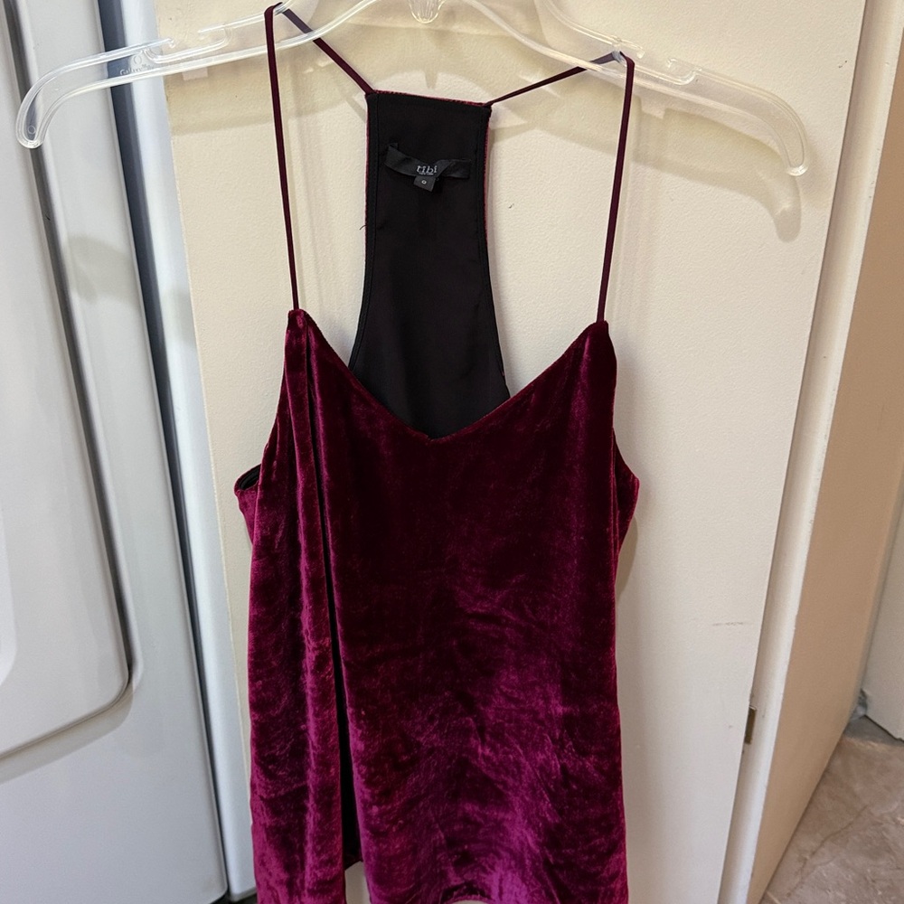 Tibi Velvet Burgundy tank